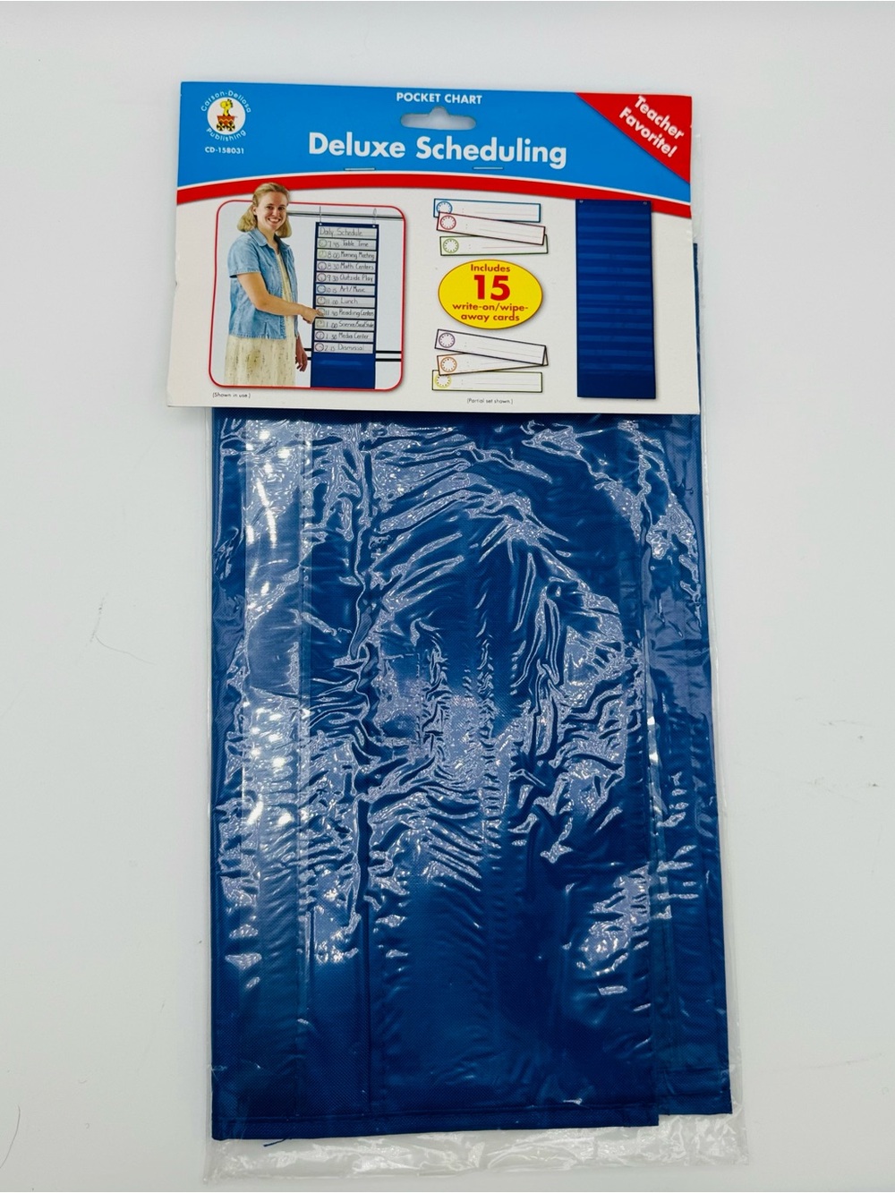 Deluxe Scheduling Pocket Chart - Blue Classroom Organizer